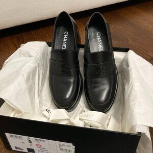Chanel Loafers Black Size 40 Stacked Heel